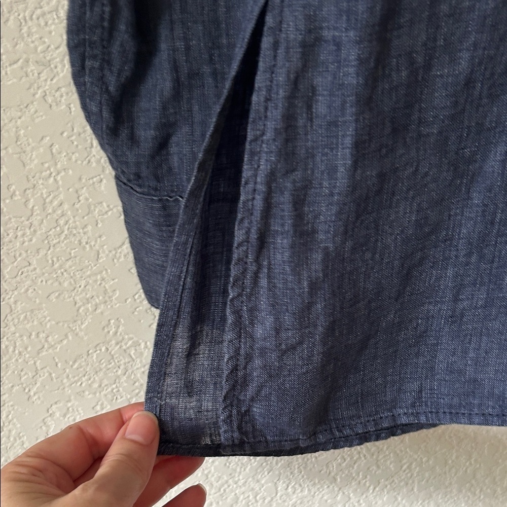 Paperwhite Women's Linen Button Down Shirt Side Slits size 4 - Picture 5 of 6